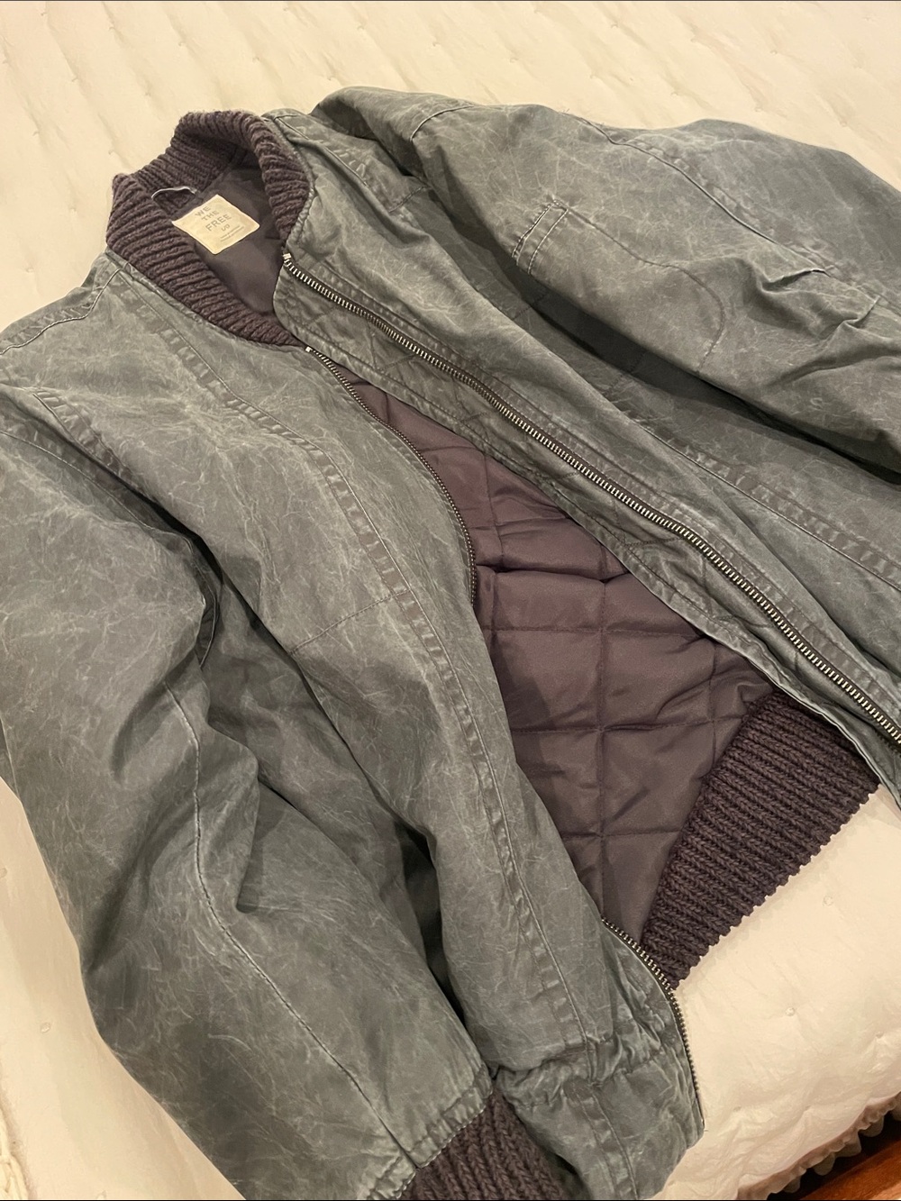 Woman’s Black We the Free Jax washed Bomber Jacket. Size L Free People